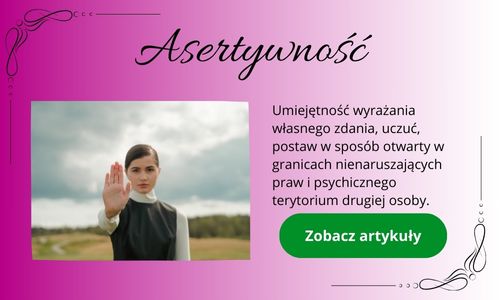 Asertywność - kobieta w czarnej sukience z dłonią wyciągniętą przed siebie